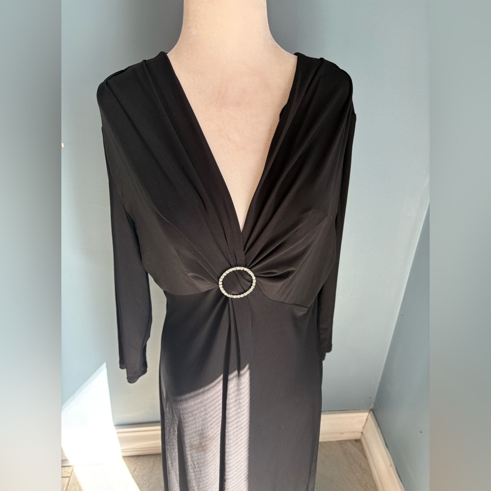 Evan Picone Black Long Sleeve Dress with Ring Detail - Picture 2 of 9